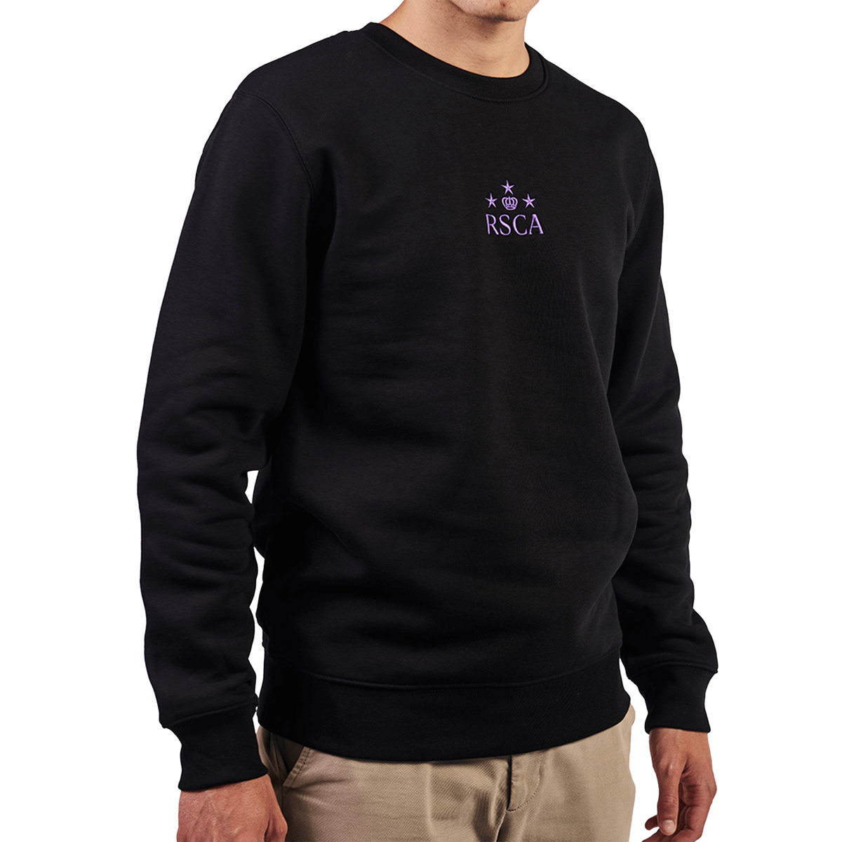 Sweater XS zwart main logo paars - RSCA