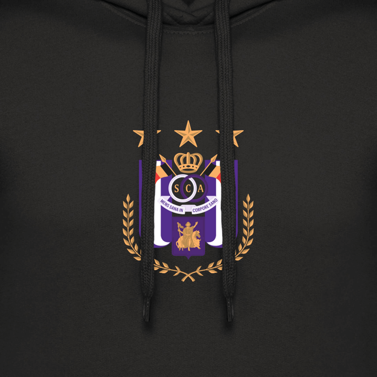 Hoodie zwart basic logo M - Anderlecht