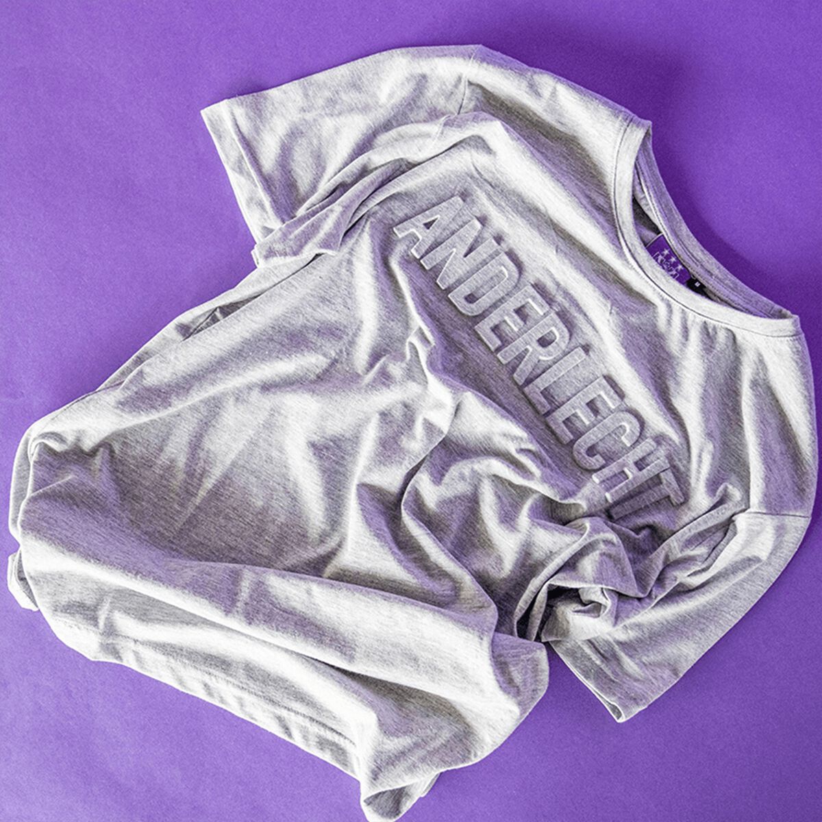 T-shirt embossed logo grijs - S